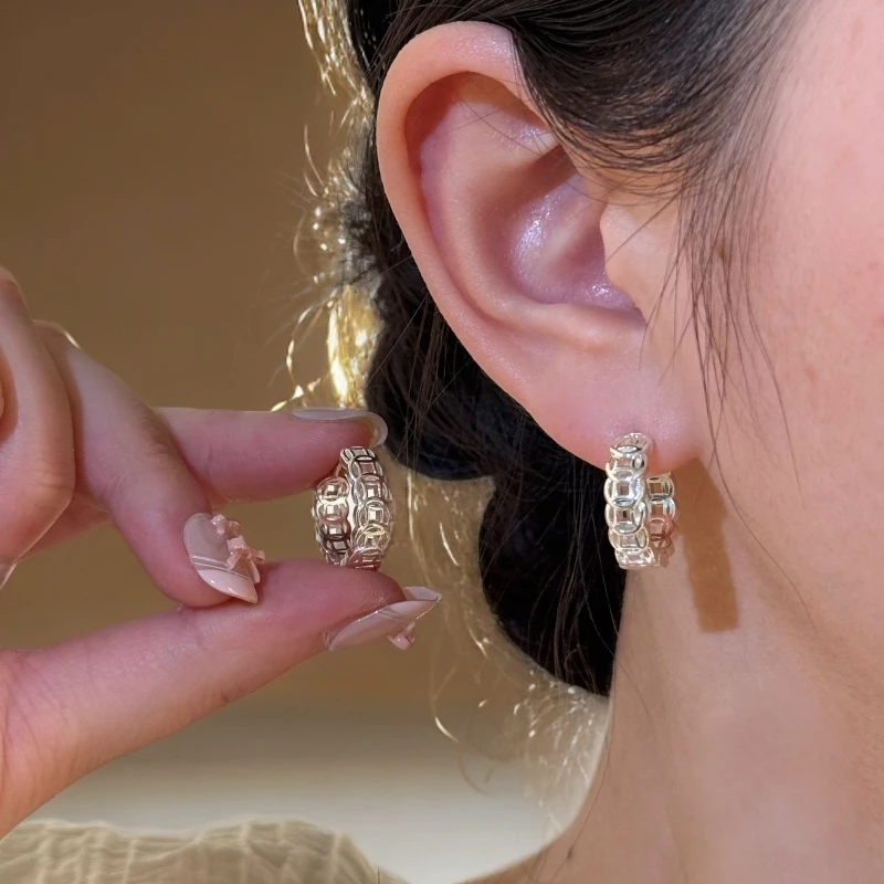 999银耳饰 【钱多多】新款耳环小众耳扣气质百搭款简约时尚