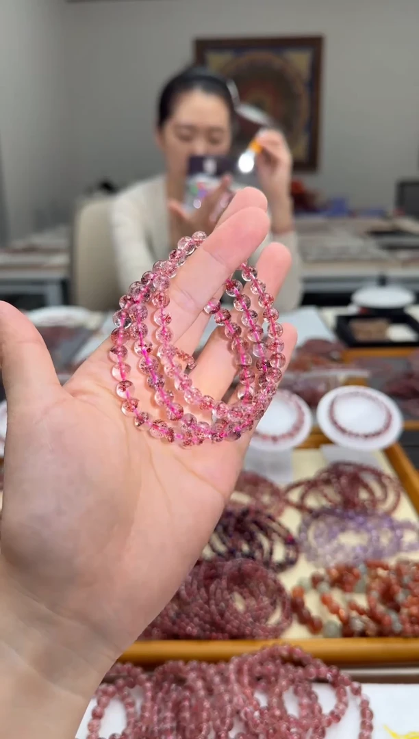 未镶嵌手串水晶透体彼岸花金草莓6mm 多样性发一