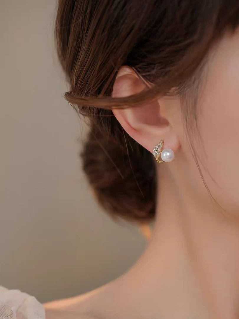 【66】叶子珠珠满钻气质耳环耳款耳钉女高级感耳环批发