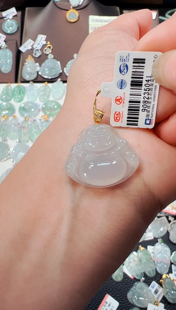 【闪购商品】翡翠吊坠(不含链)18K金镶嵌佛公吊坠041