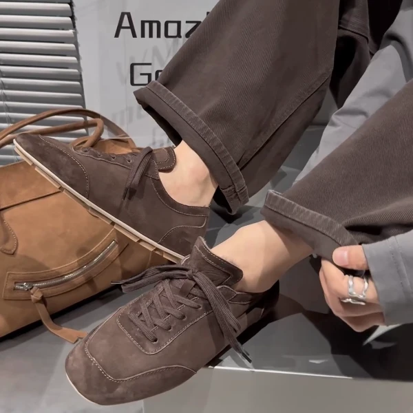 wm6女鞋秋冬复古加绒德训鞋时尚潮流韩版保暖平底休闲鞋2572-6