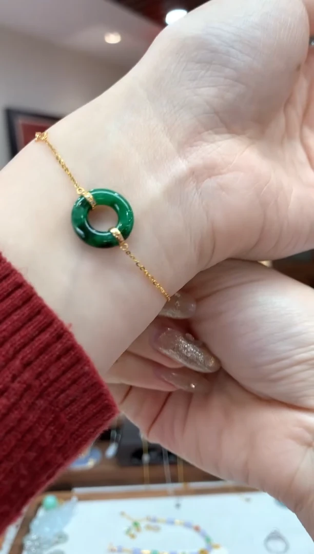 【闪购商品】翡翠手链18K金镶嵌手链