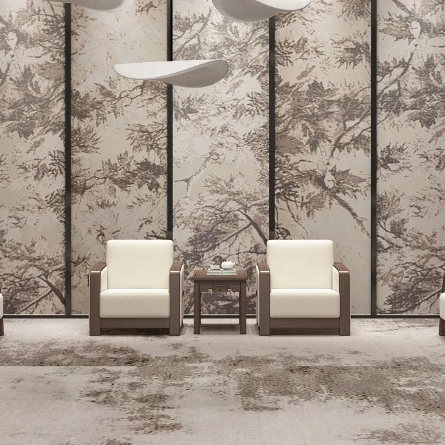 新中式会议室沙发贵宾接待商务办公单人位会客沙发