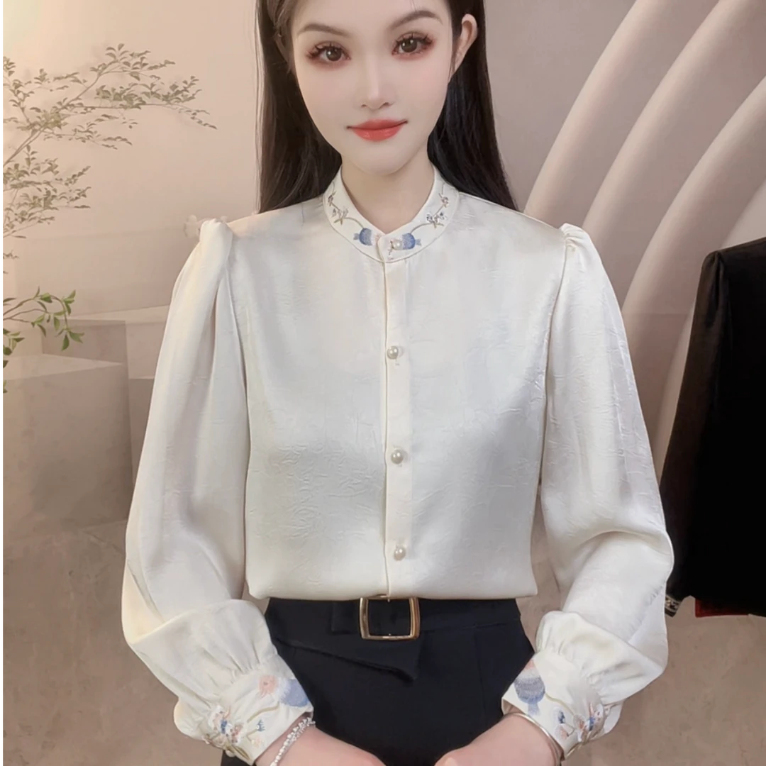 2025春季新款新中式名族风衬衫女设计感百搭女士上衣显瘦衬衫