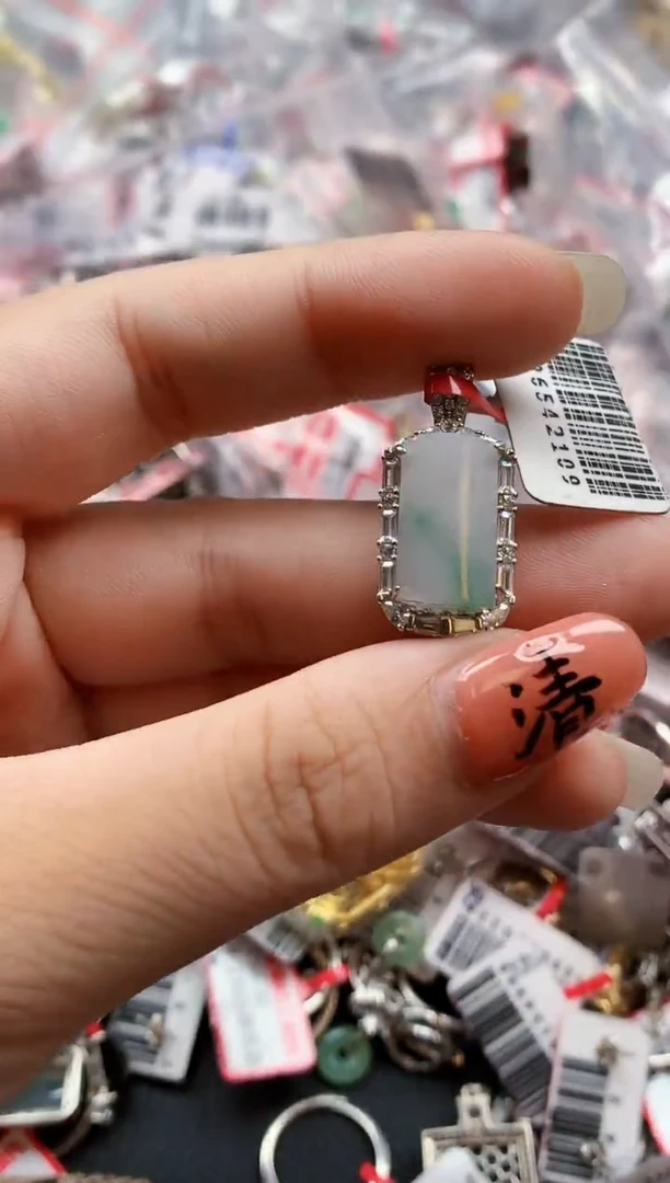 银S925镶嵌戒指翡翠天然A货缅甸翡翠