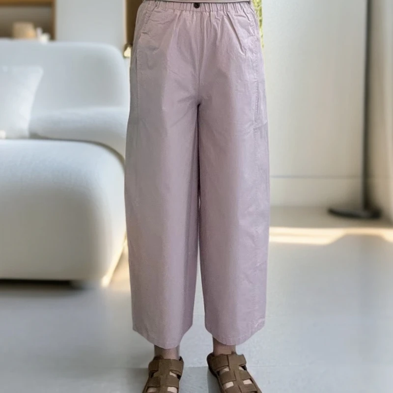 筱馥桂原创夏季薄款K1001松紧腰高腰显瘦窄版休闲裤