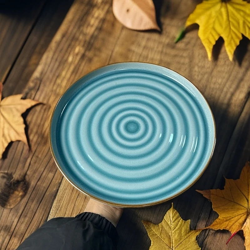 135 微瑕品10.5英寸绿色螺纹折边大盘深盘