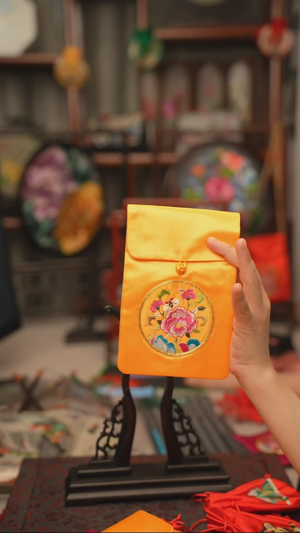 扇子团扇 绣花双面非遗