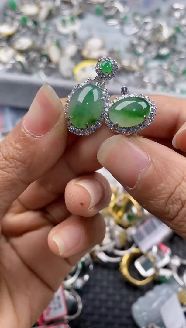 银S925镶嵌戒指翡翠1010---10