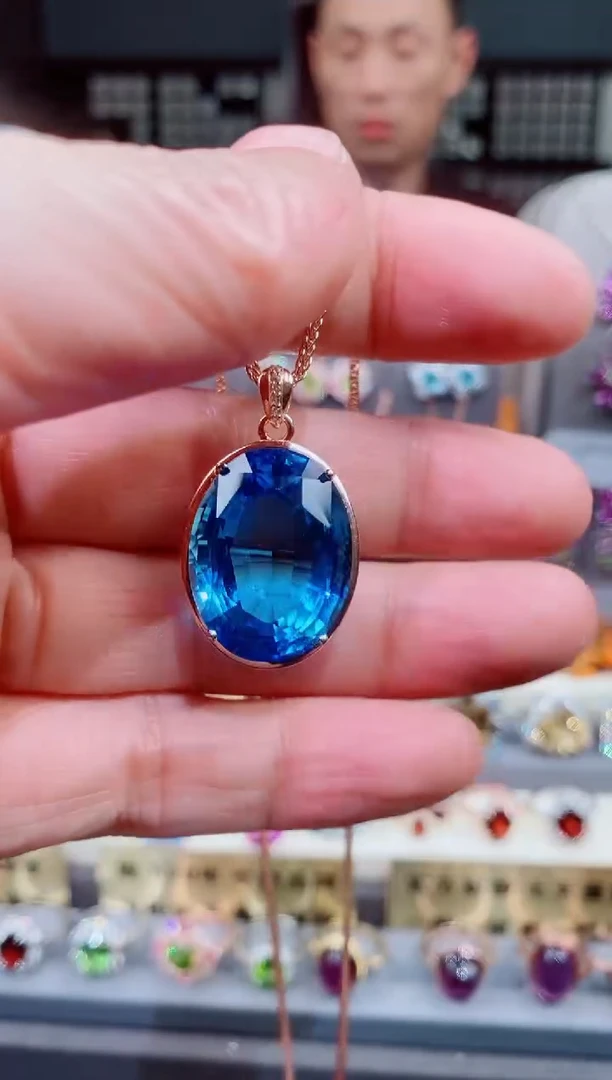 银S925镶嵌托帕石吊坠托帕石吊坠