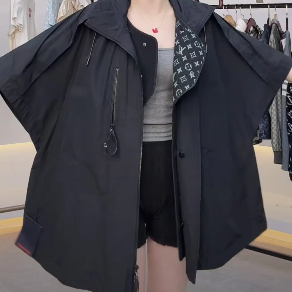 全新未使用 LouisVuitton/路易威登 抽绳连帽无袖外套 黑色/36