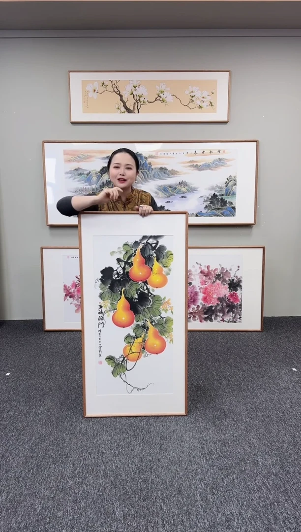 国画五福临门120*60