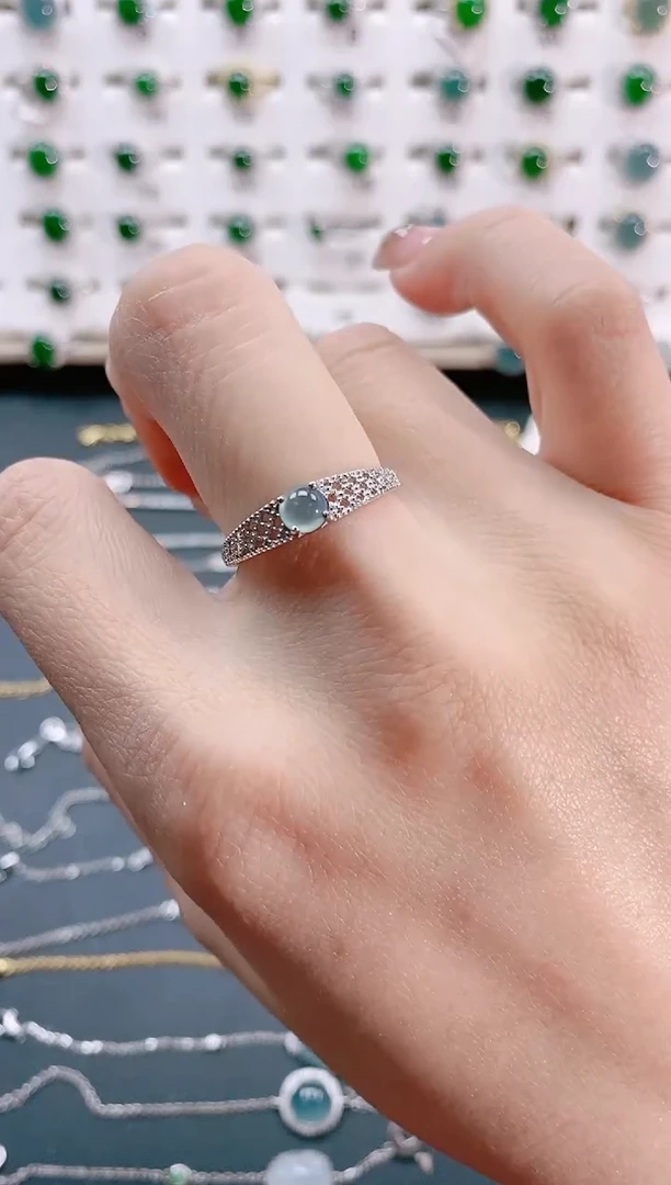 【闪购商品】翡翠戒指银S925镶嵌天然翡翠