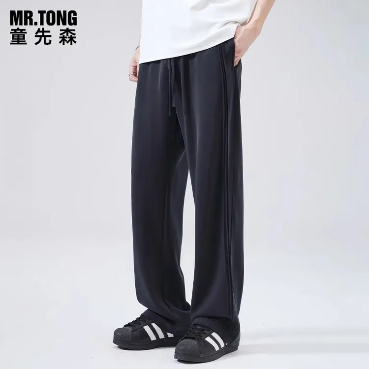 【童先森】冰丝休闲裤男士夏季薄款美式阔腿宽松直筒运动裤男生裤子