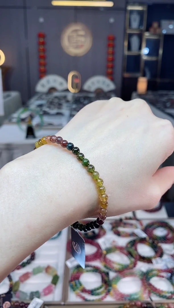 未镶嵌老矿碧玺单圈手串4mm+碧玺dan多样性发货一条