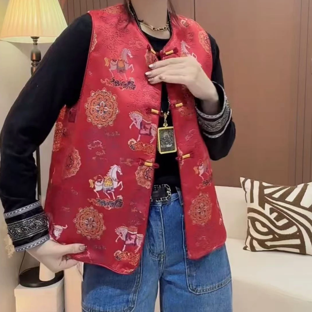 【祥云驹-马上有钱】丝织锦刻丝工艺新年本命年福马马甲