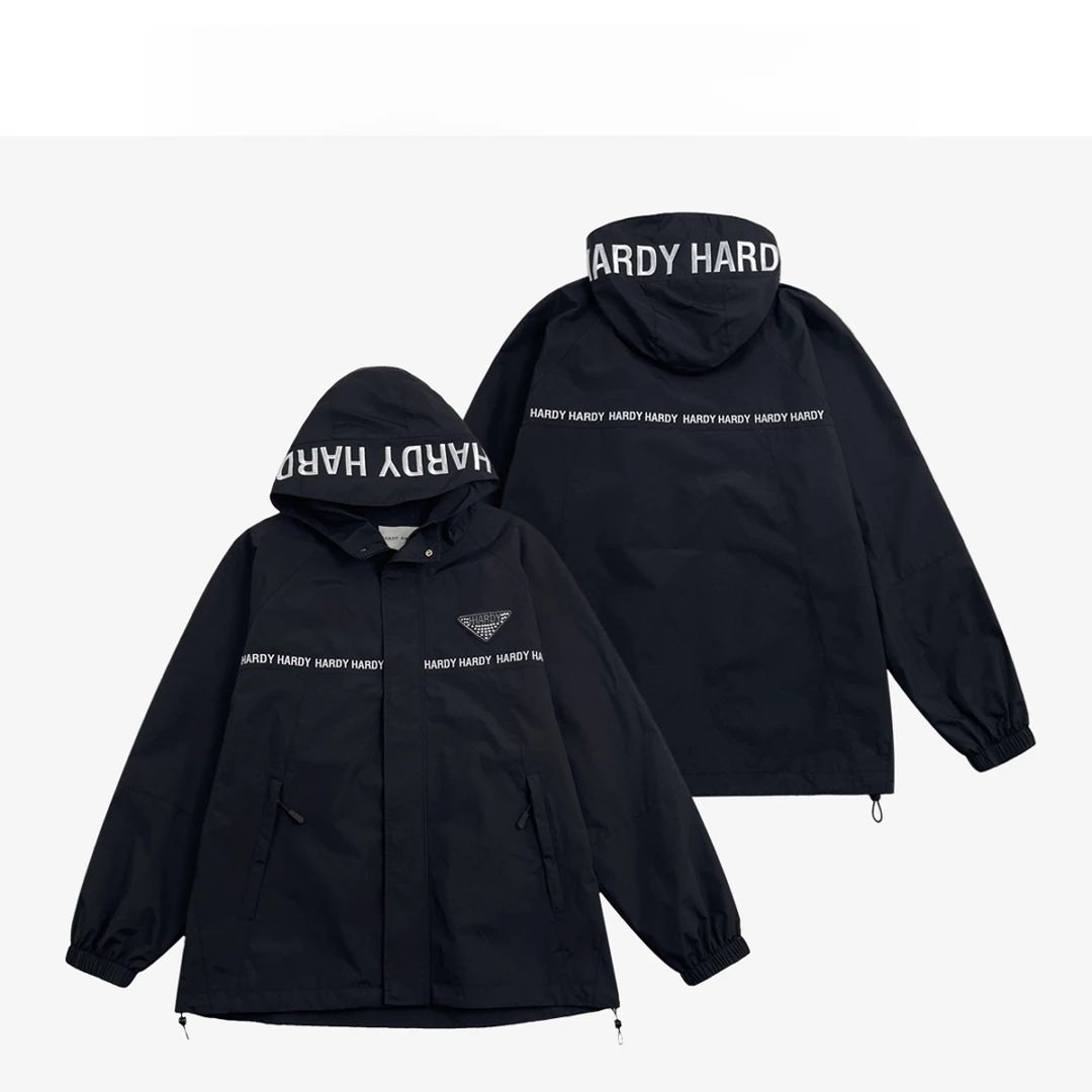 HD-010外套户外休闲黑色连帽运动风春秋时尚