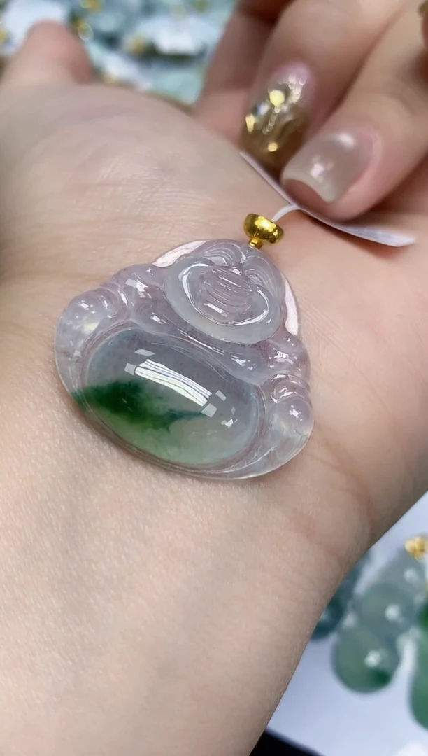 颈饰18K金镶嵌翡翠天然缅甸翡翠A货翡翠百元以上9元证书费自理