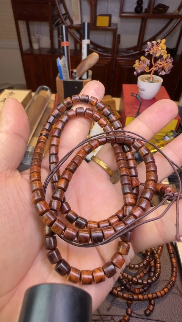 黄花梨/降香黄檀手串/手链hhl051油梨虎皮直切6*5mm多圈