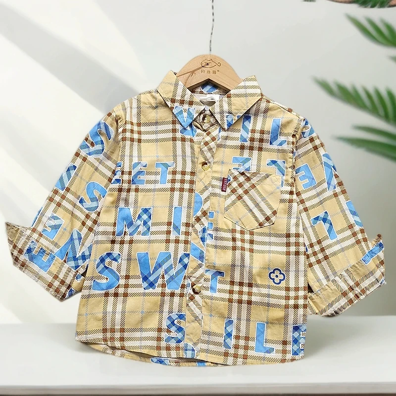 5708男女童衬衫春秋款儿童宝宝衬衣中小童韩版长袖上衣