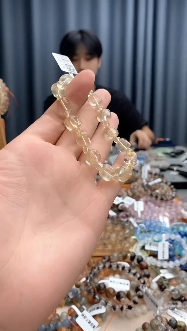 水晶手链未镶嵌柠檬黄小方块