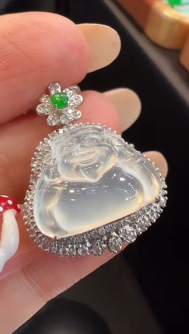 吊坠(不含链)18K金镶嵌翡翠吊坠