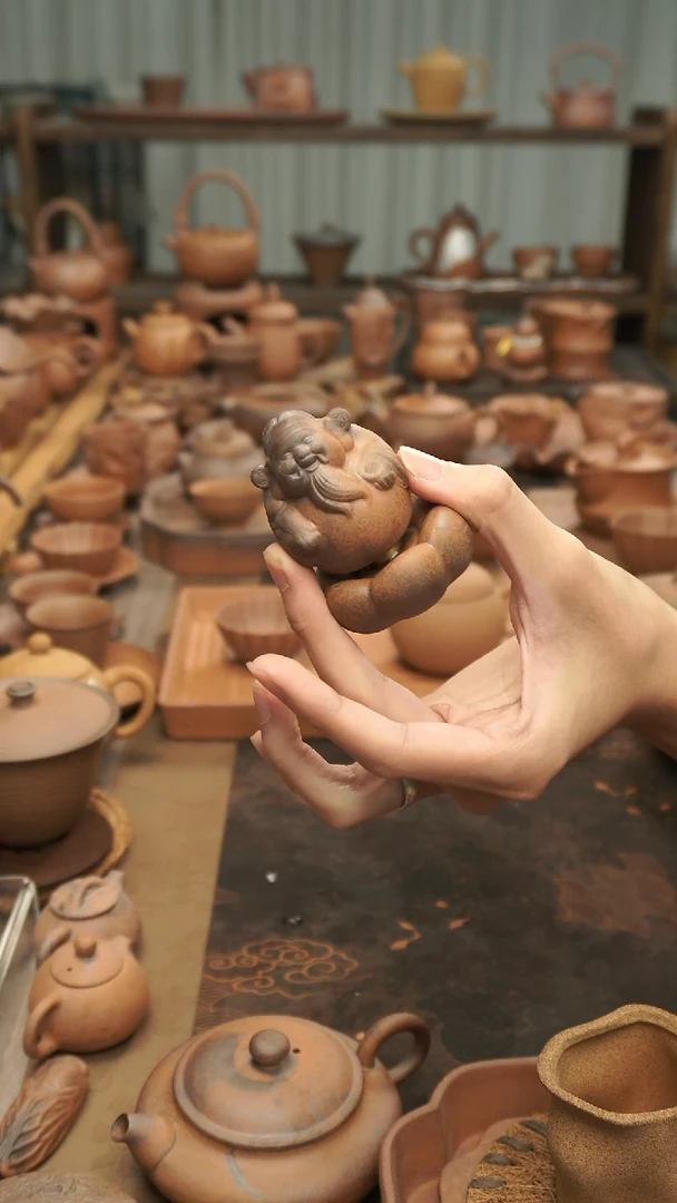 原矿料老岩泥  财源滚滚财神茶宠摆件