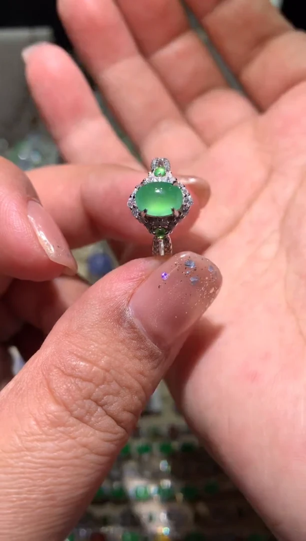 银S925镶嵌翡翠耳饰戒指