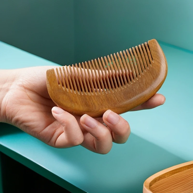 绿檀木包包梳便携小双面金丝檀防静电梳子多功能按摩梳木梳子家用