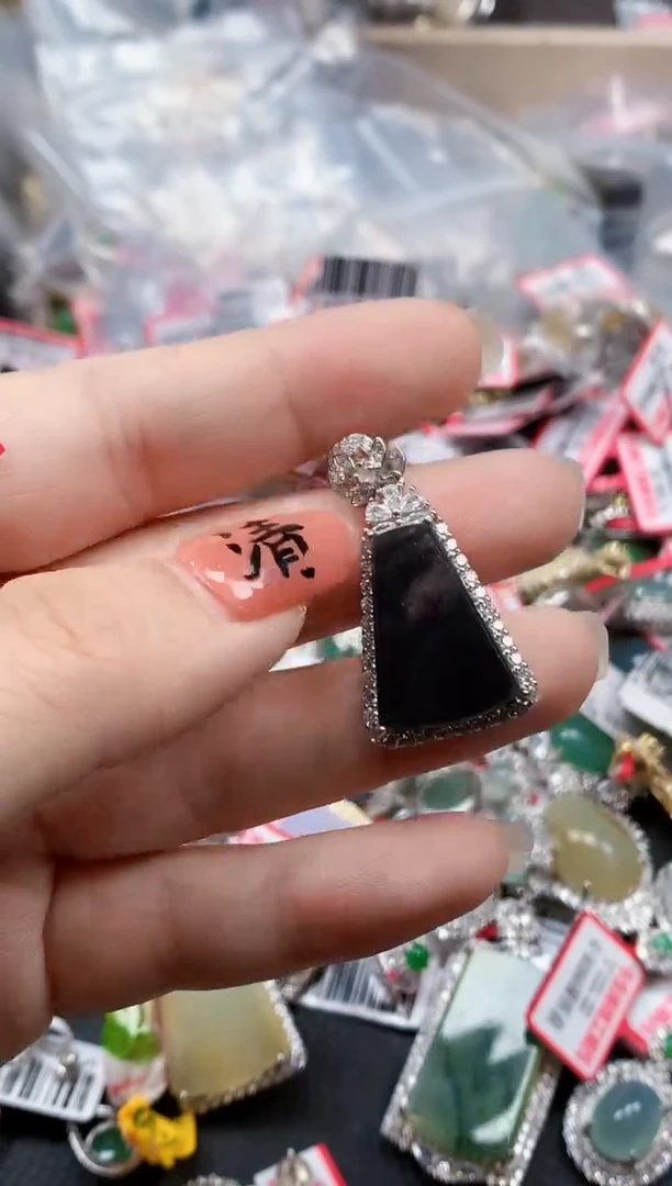 银S925镶嵌戒指翡翠天然A货缅甸翡翠