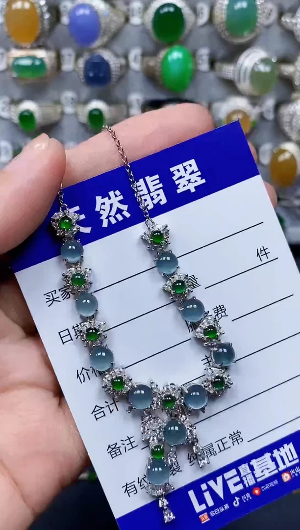 颈饰银S925镶嵌翡翠229