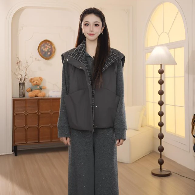 Basic House/百家好2025年秋季新款时尚气质慵懒马甲WQP28