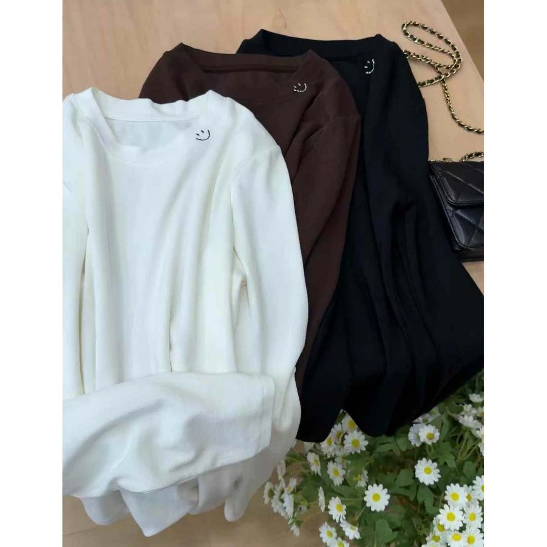 TY8 【笑脸打底】巨舒服！人手两件的韩系简约百搭打底衫（衣长58）