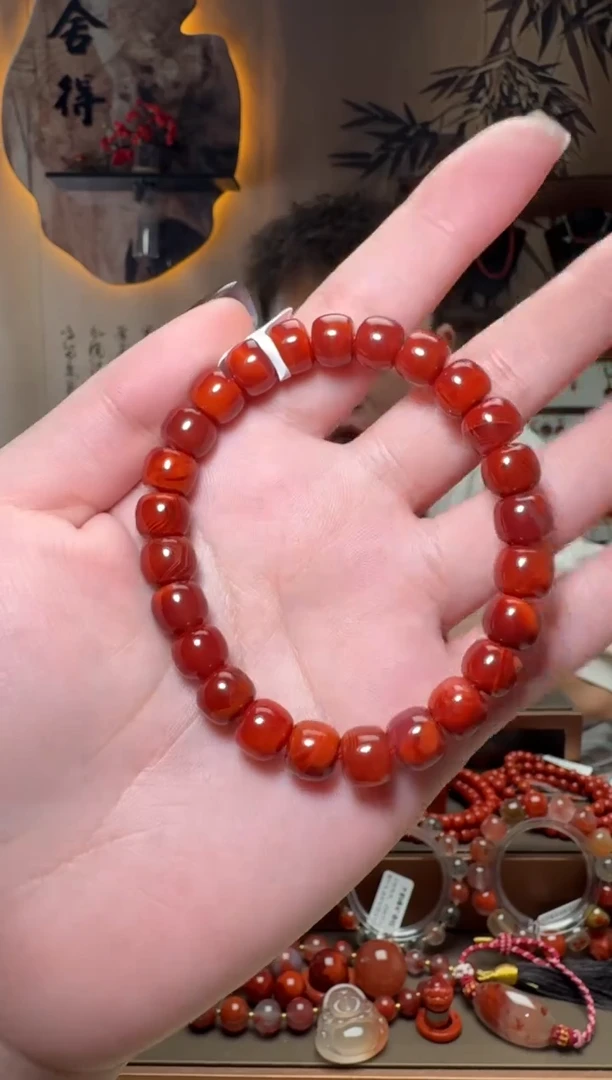 未镶嵌原矿无优化无注胶手串南红玛瑙一条8mm+