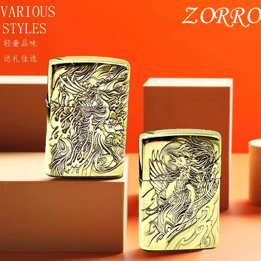 佐罗煤油打火机3D浮雕凤凰涅槃男士礼品送礼防风打火机