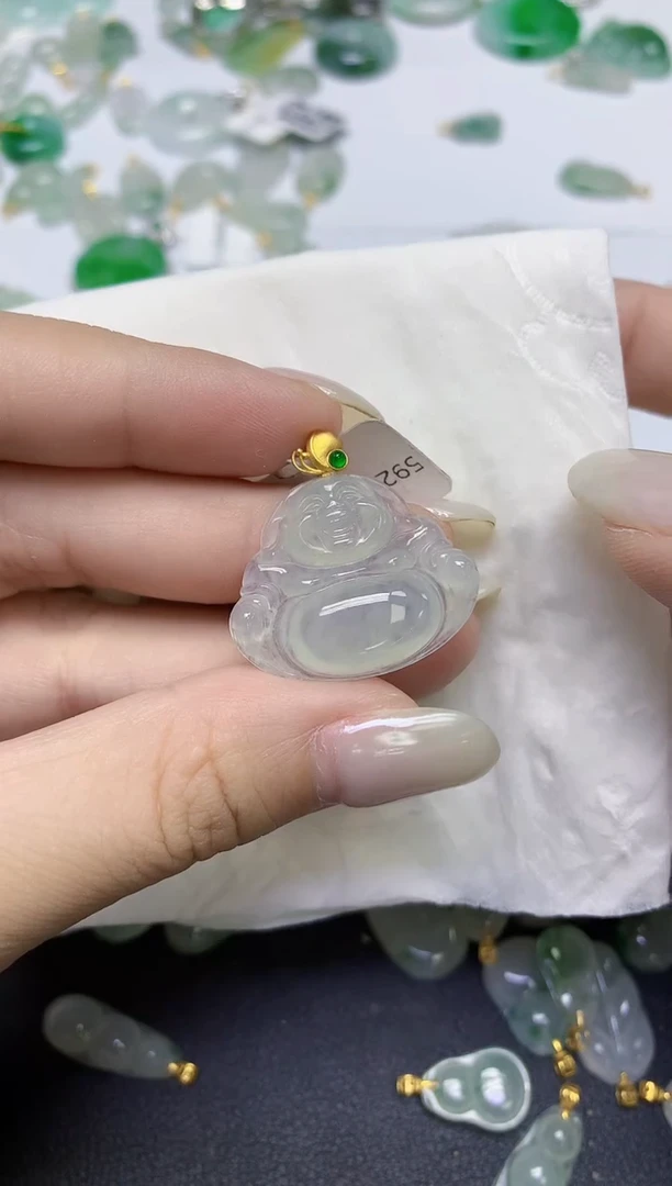 颈饰18K金镶嵌翡翠天然缅甸翡翠A货百元以上9元证书费自理