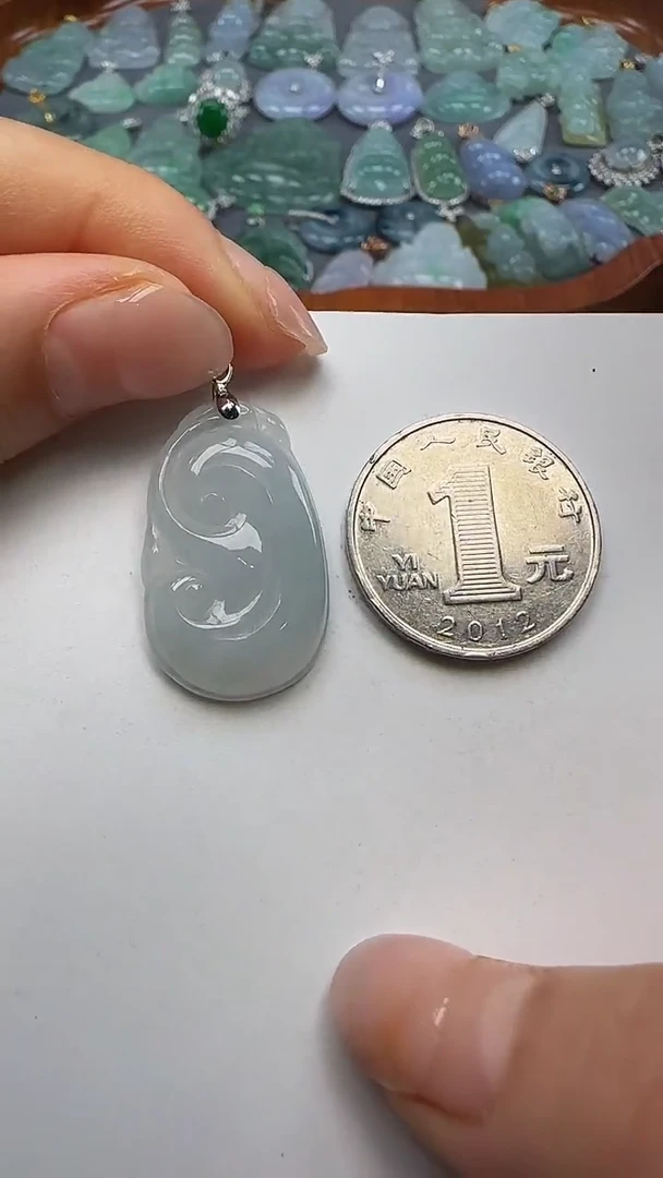翡翠银S925镶嵌吊坠(不含链)如意