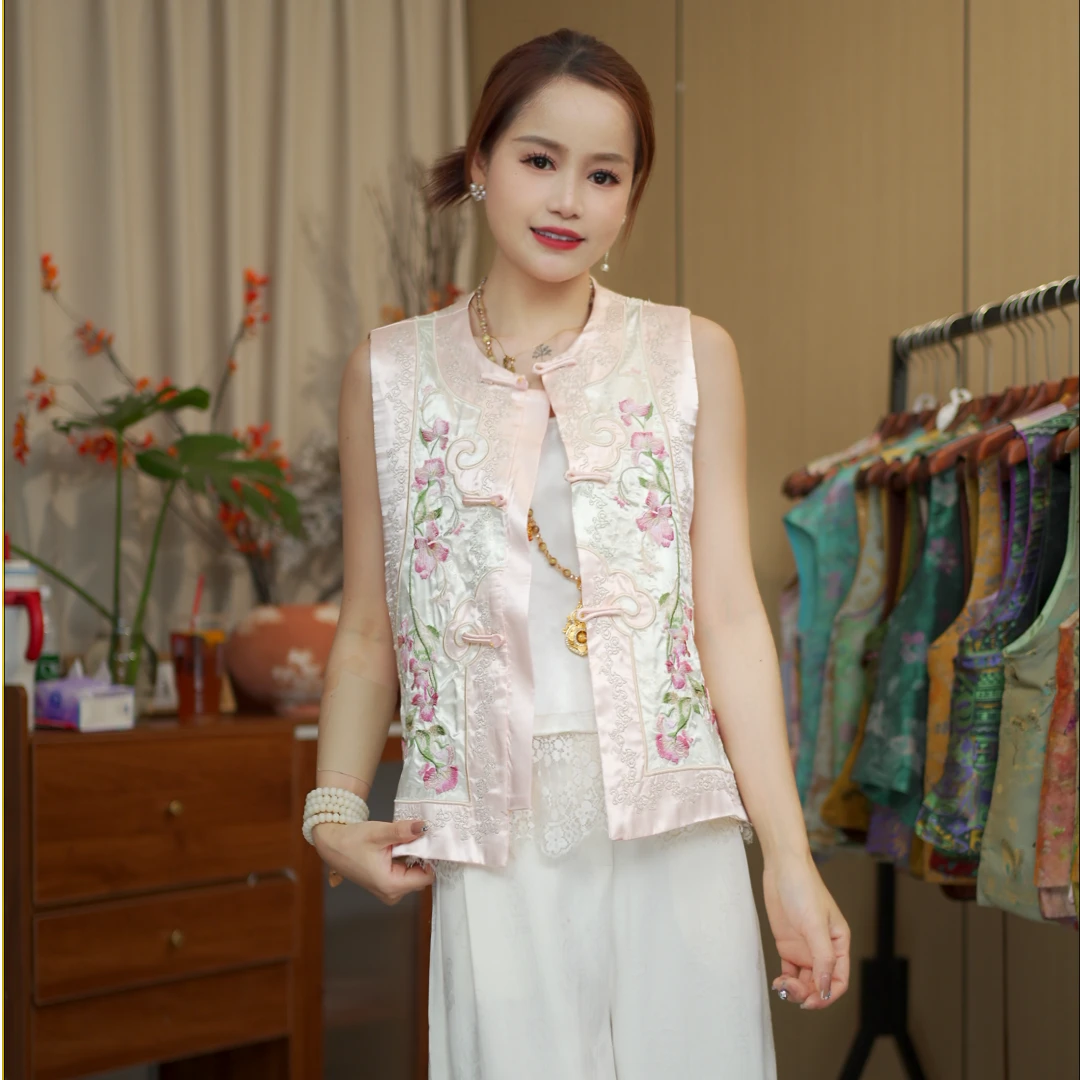 CHUNTIAN/李李新中式【桃夭】新中式宋锦刺绣马甲