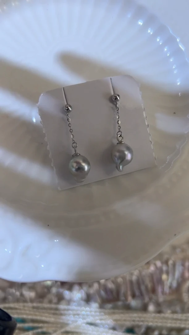 银S925镶嵌海水珍珠耳饰真多麻  a05