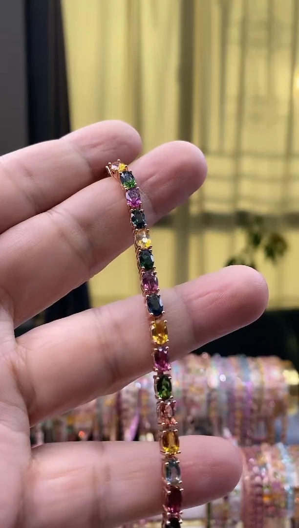 【闪购商品】碧玺手链银S925镶嵌5345354354354