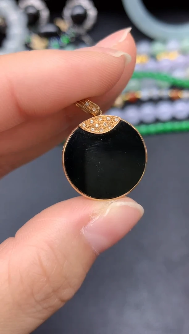 颈饰18K金镶嵌翡翠328-雪姐翡翠天天见