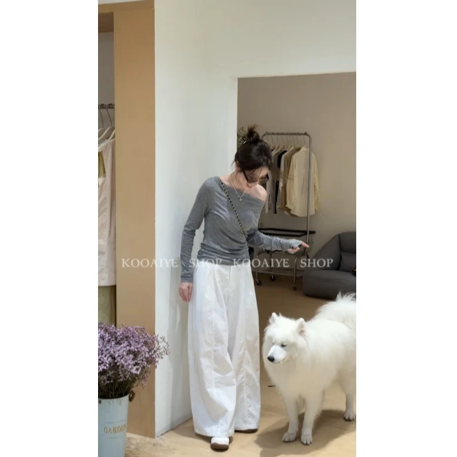 【心机面膜T】早秋新款韩系休闲显瘦气质设计款上衣(摩擦多会起球)