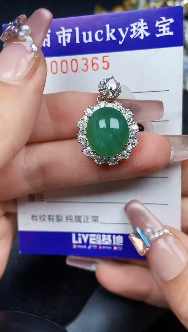 翡翠银S925镶嵌颈饰0365