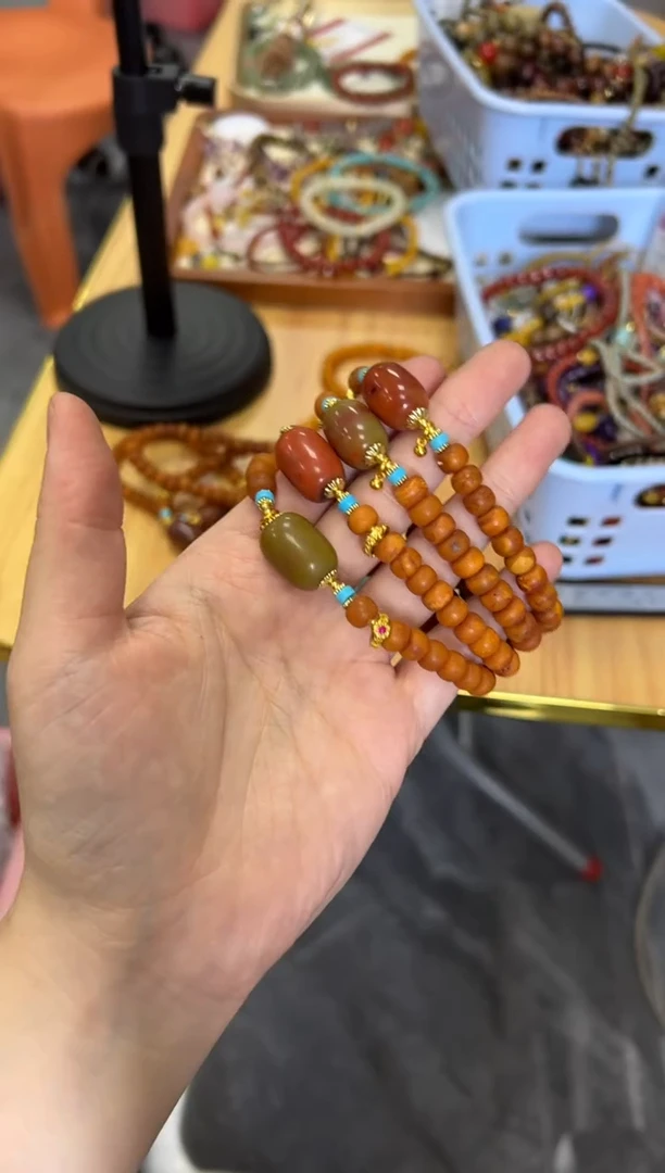 未镶嵌蜜蜡手链回流老蜜蜡老南红枣珠多样发[0758]