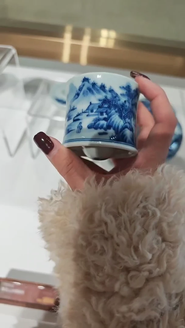 【闪购商品】杯宁封窑青花山水转转杯