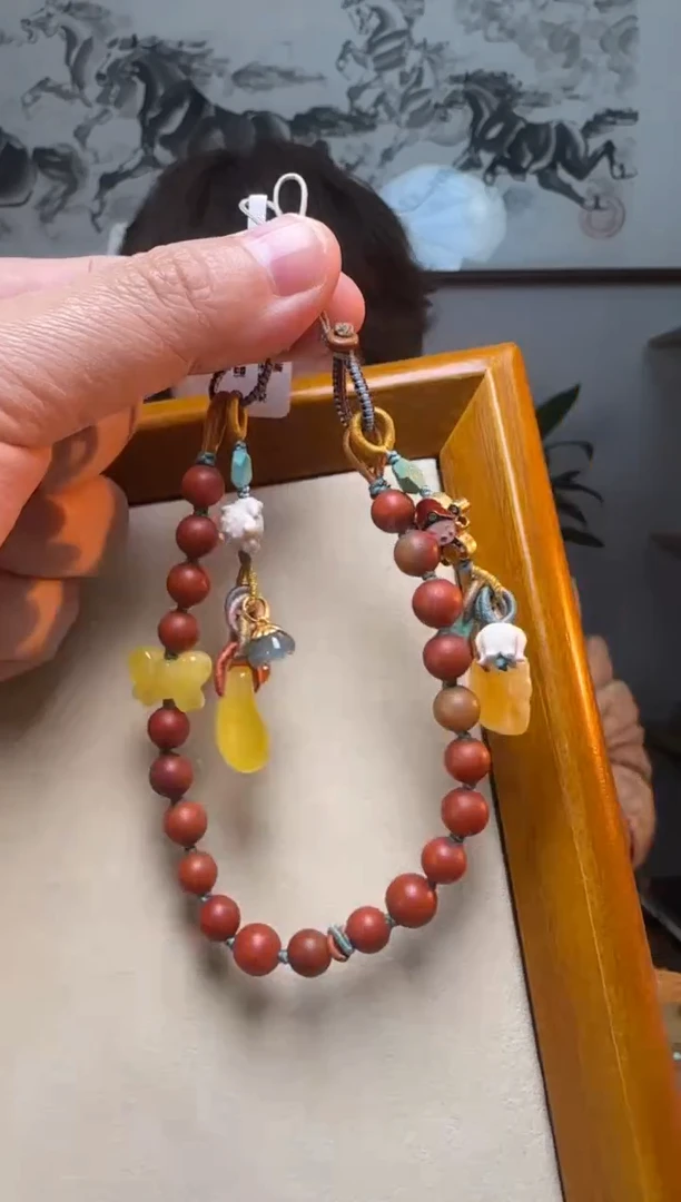 【闪购商品】南红玛瑙手机链银S925镶嵌时尚百搭A1172