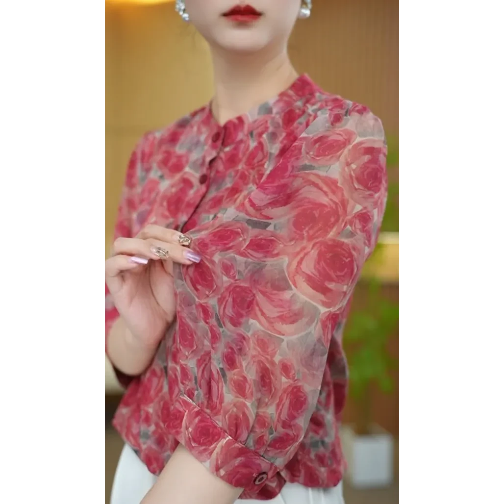 新款优雅气质打底衫紫藤花限售衬衣80436