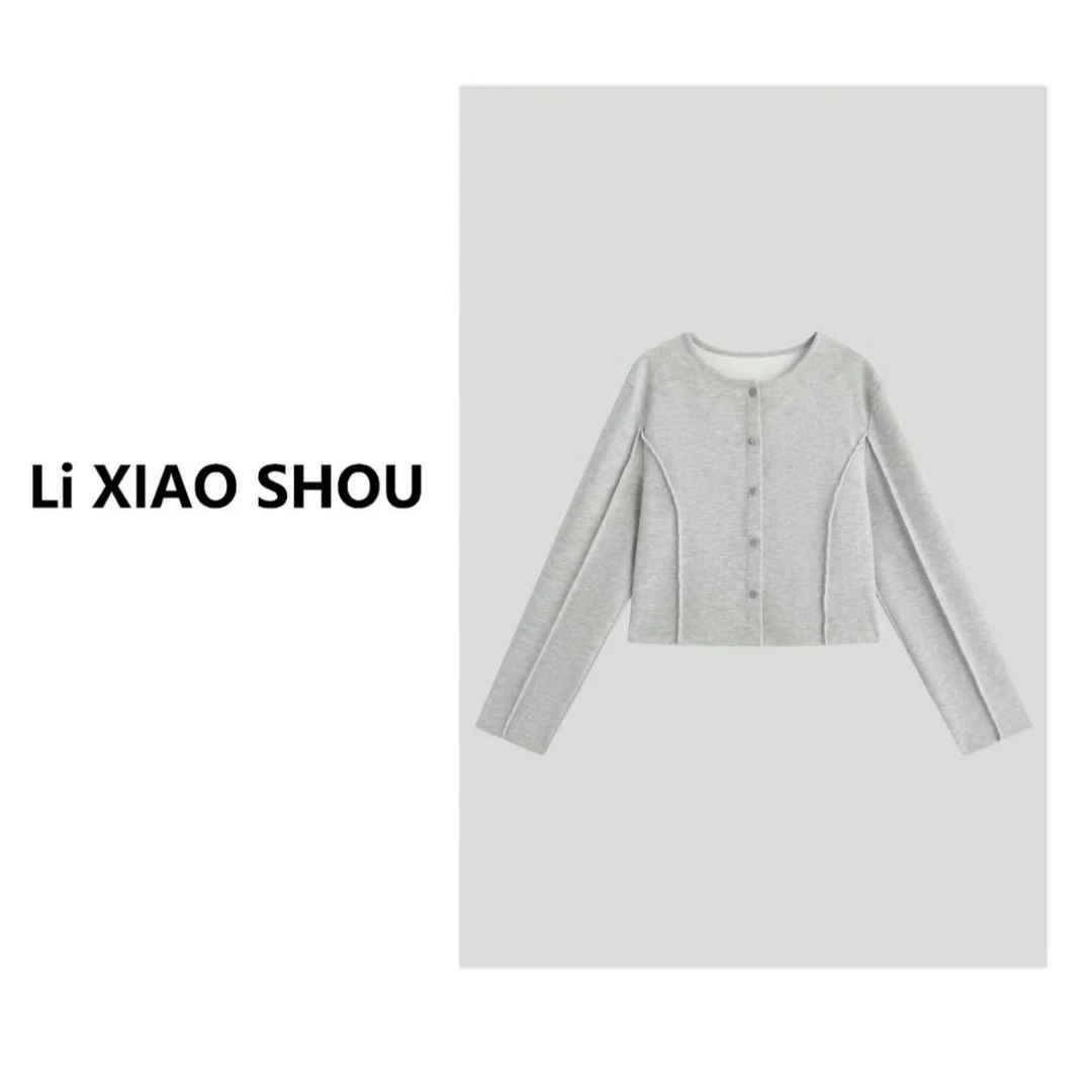 【李小瘦大码女装】显瘦休闲短款设计感精致气质温柔外套女025D
