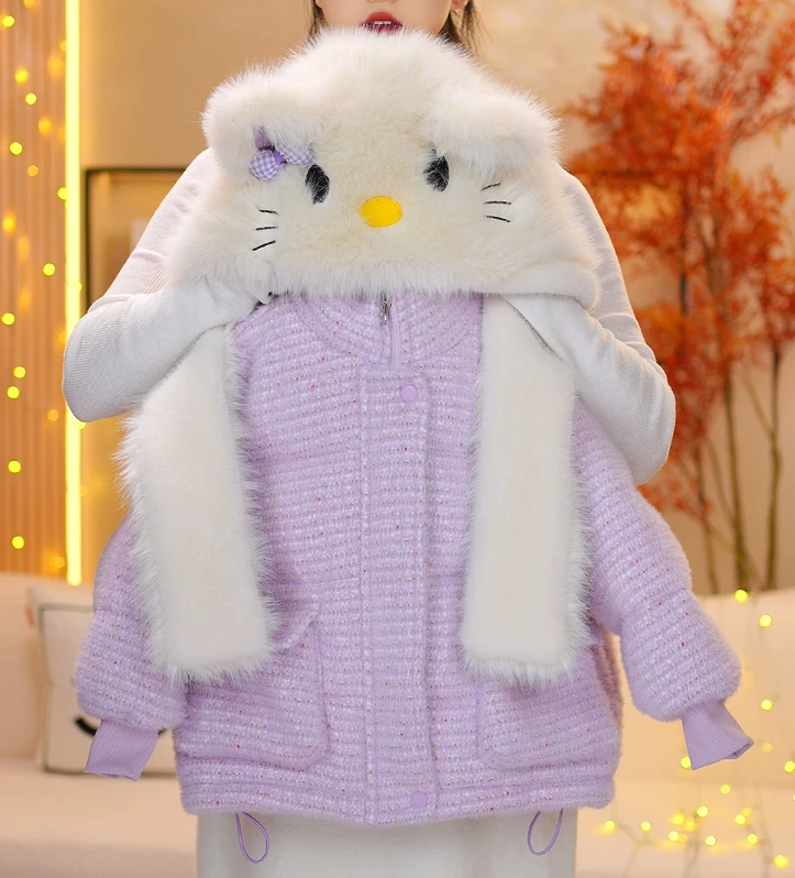 加棉加厚毛茸茸冬季定制花呢拉链女童中长款外套保暖外套FC125