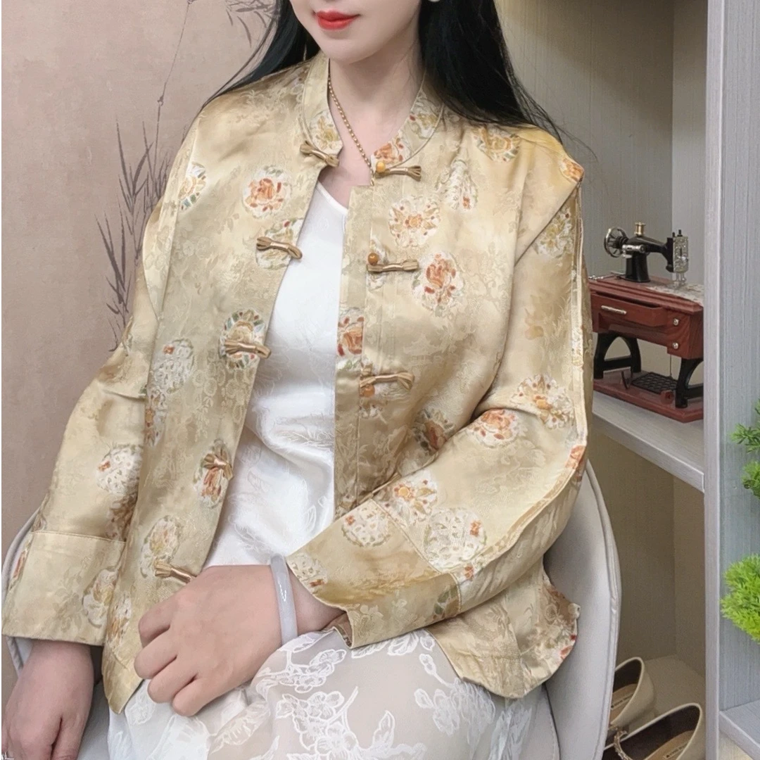 【绫罗】新款春季中国风新中式上衣宽松国风立领气质显瘦外套